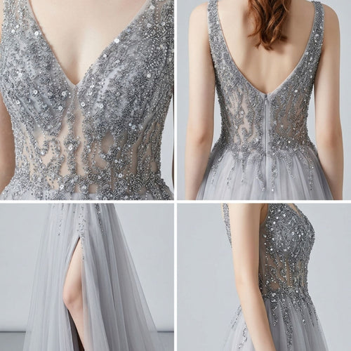 Backless Sequin Evening Dress