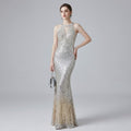 Heavy-Embellished Halter Mermaid Evening Dress