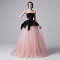 Black & Pink Strapless Ball Dress