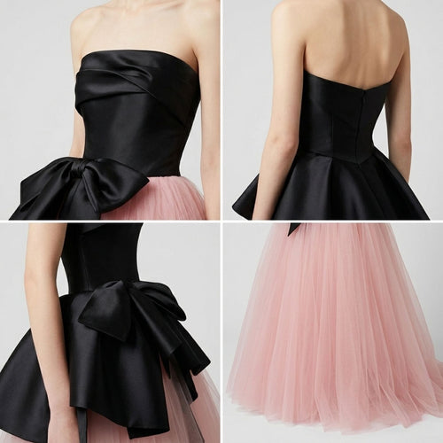 Black & Pink Strapless Ball Dress