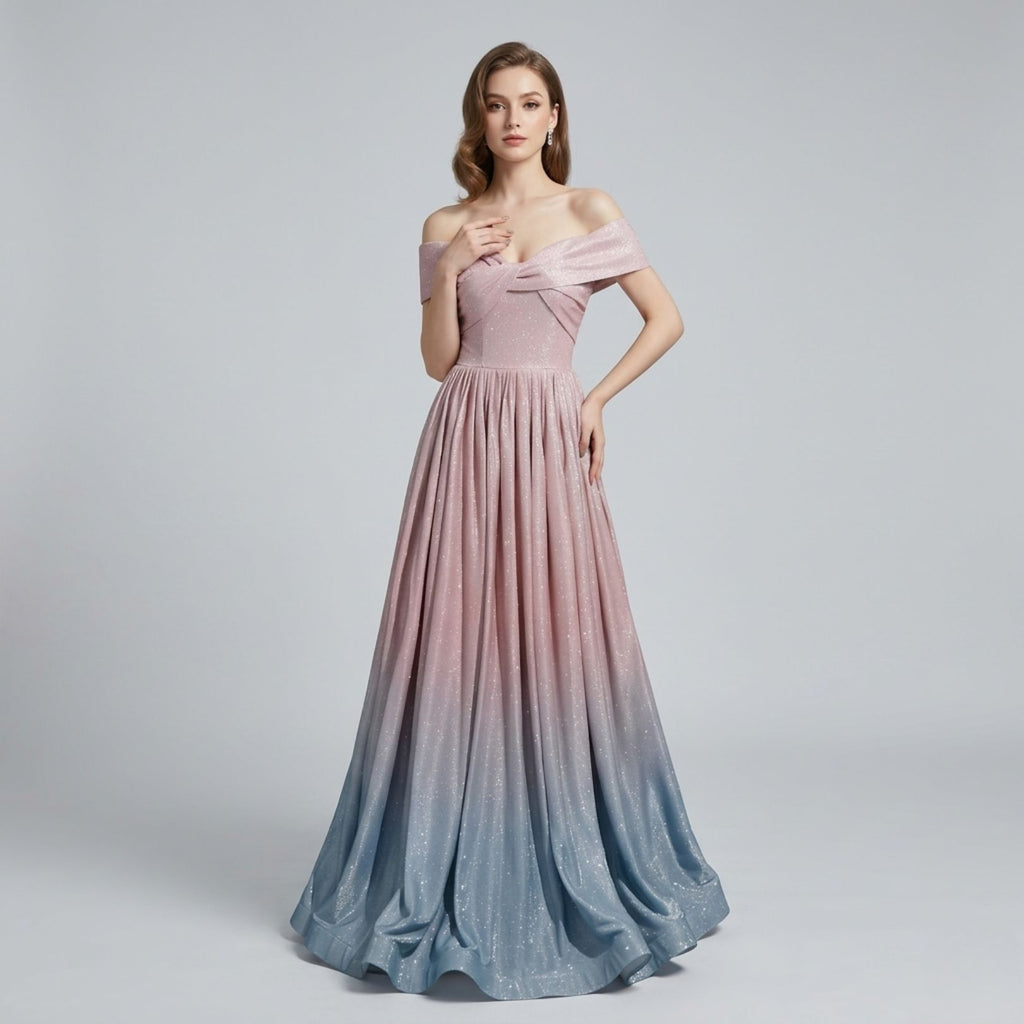 Off‑the‑Shoulder Ombre Evening Dress