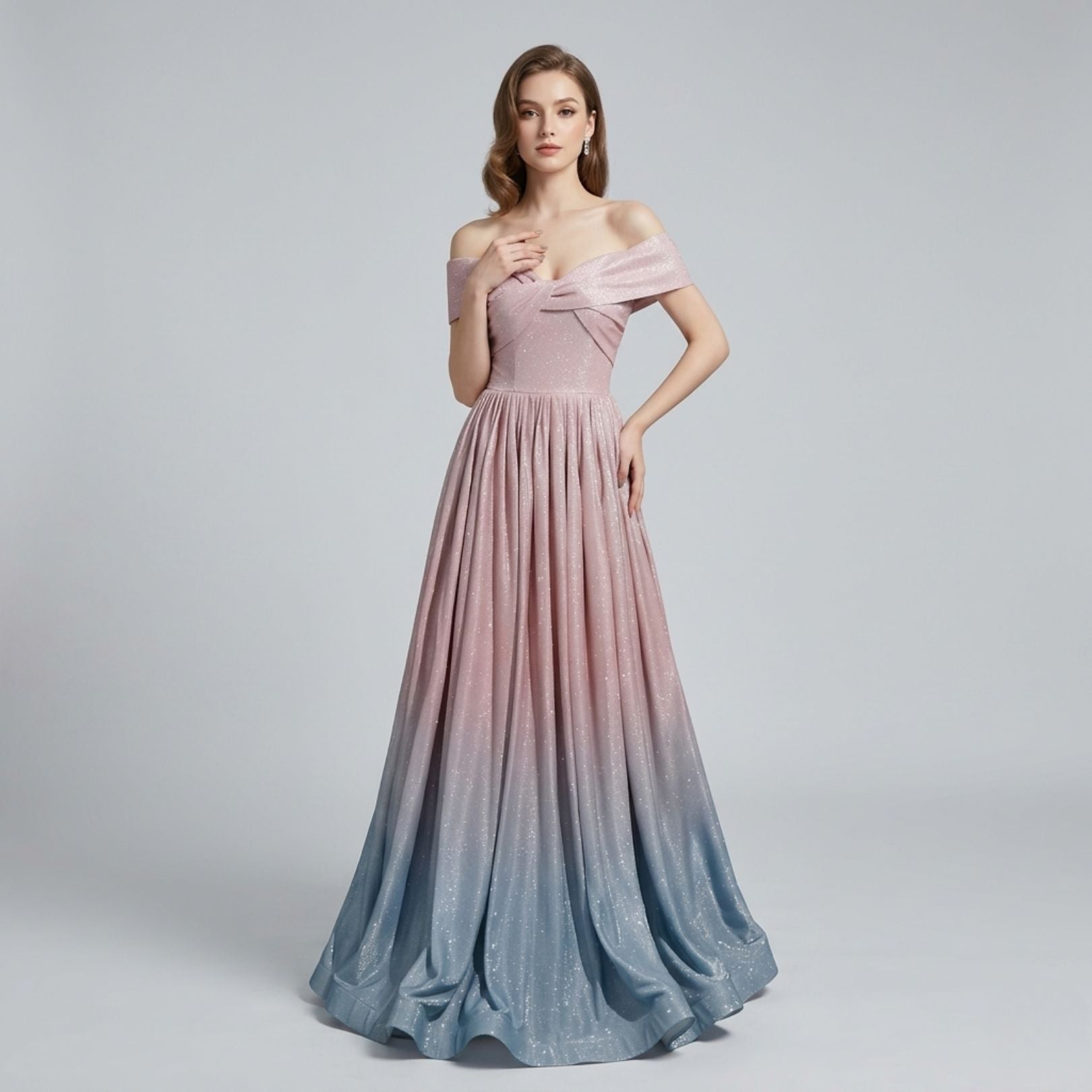 Off‑the‑Shoulder Ombre Evening Dress