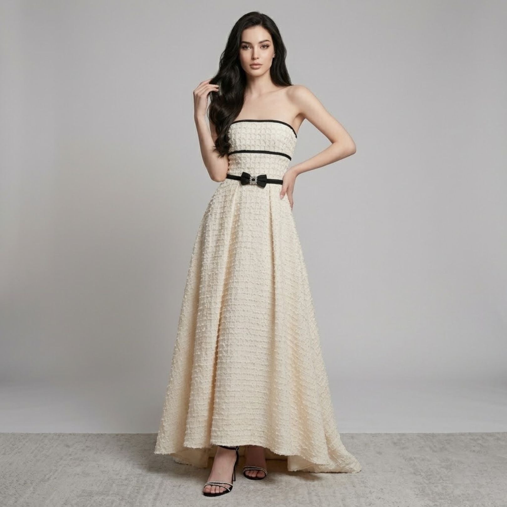 Strapless Heavy‑Embellished Beaded Evening Dress
