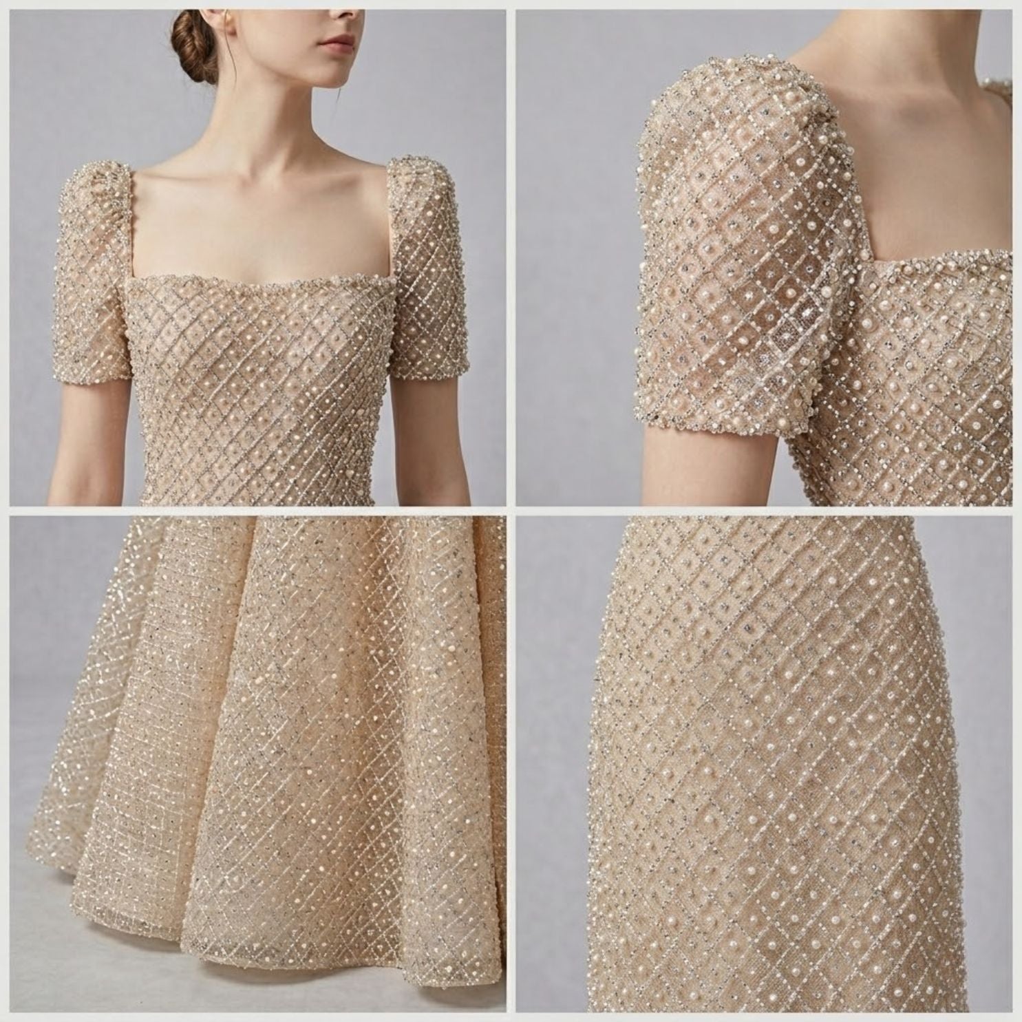 Sequin & Beaded Off‑the‑Shoulder Evening Dress