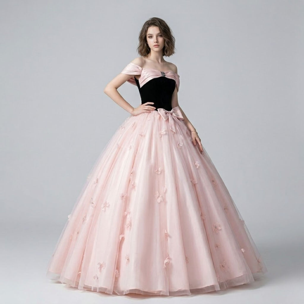 Floral Off-the-Shoulder Prom Dress