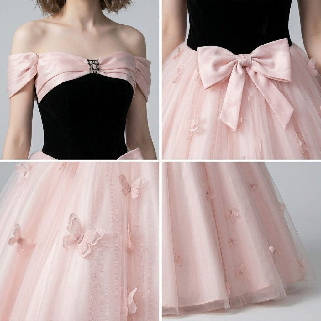 Floral Off-the-Shoulder Prom Dress