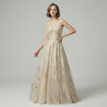 Sequin & Beaded Spaghetti Strap Evening Dress