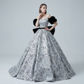Floral Brocade Off-the-Shoulder Prom Dress