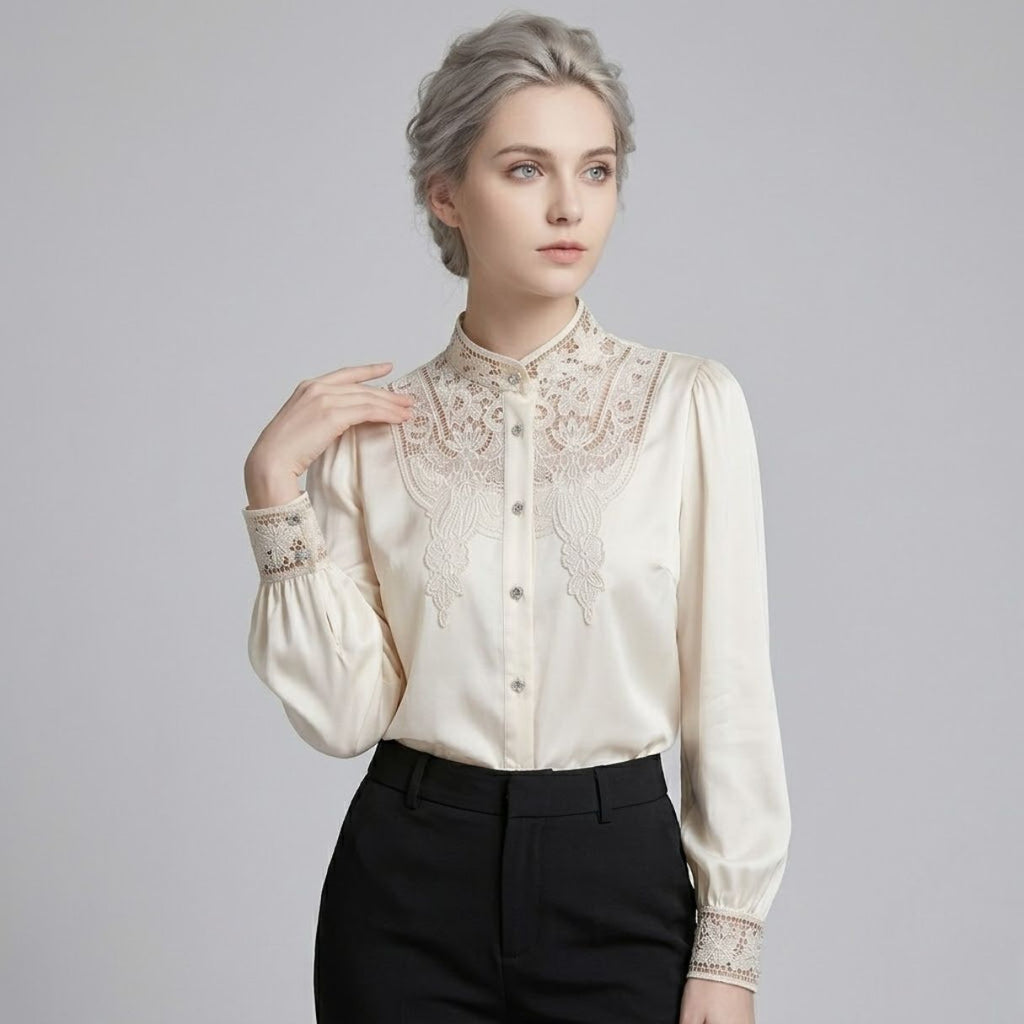 Vintage Embroidered Silk Blouse