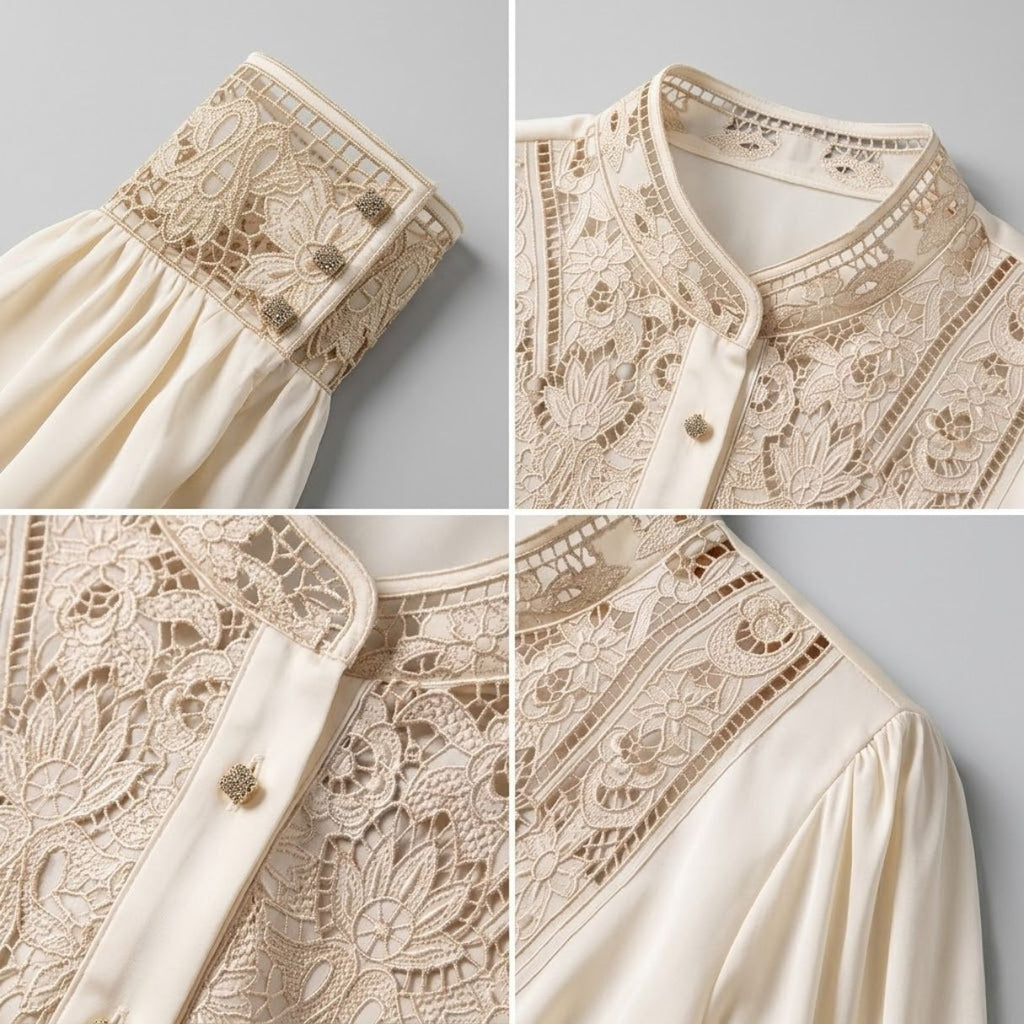 Vintage Embroidered Silk Blouse