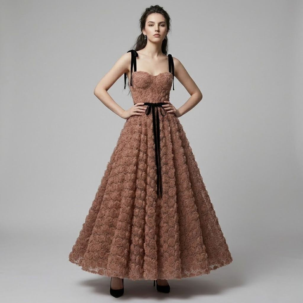 3D Rosette Texture Camisole Dress