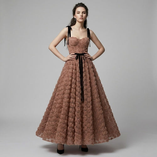 3D Rosette Texture Camisole Dress