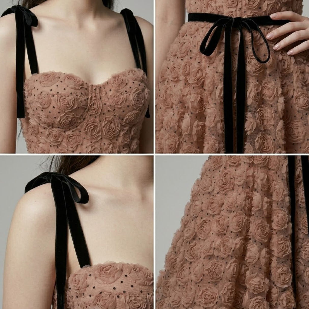 3D Rosette Texture Camisole Dress
