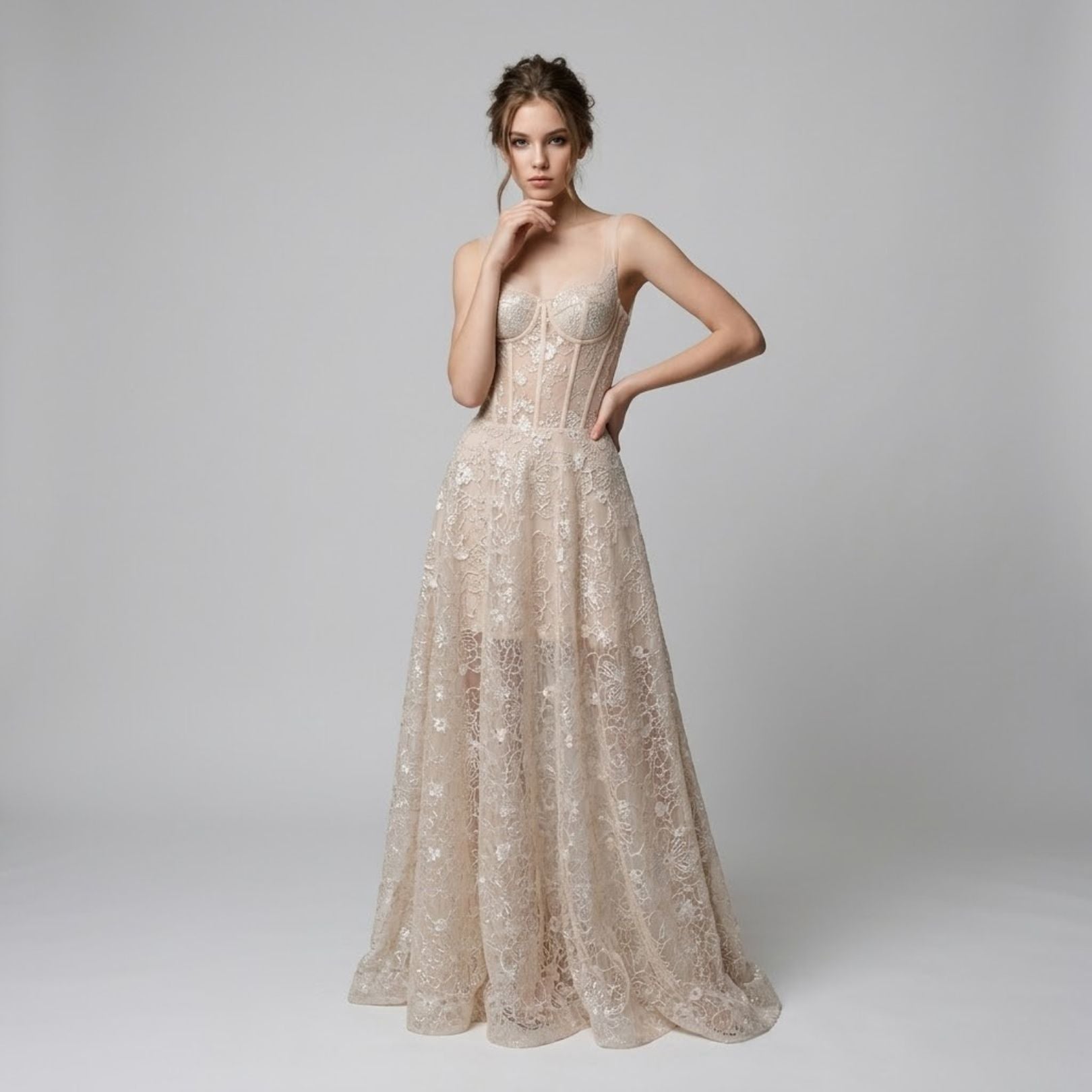 Corset-Style Lace Camisole Dress