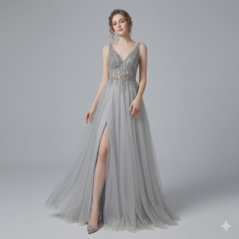 Backless Sequin Evening Dress