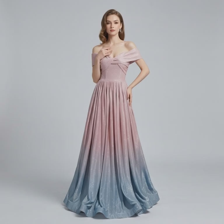 Off‑the‑Shoulder Ombre Evening Dress