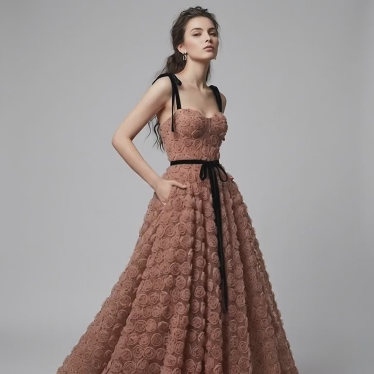 3D Rosette Texture Camisole Dress