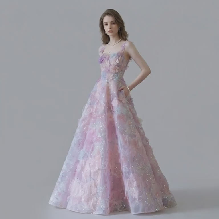 3D Floral Appliqué Camisole Party Dress