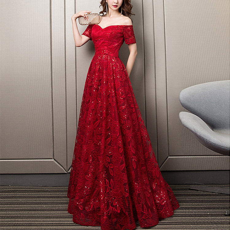 #5143 SEQUINED LACE EVENING DRESS