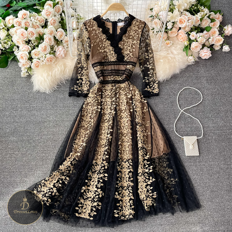 #5333 Embroidered lace dress