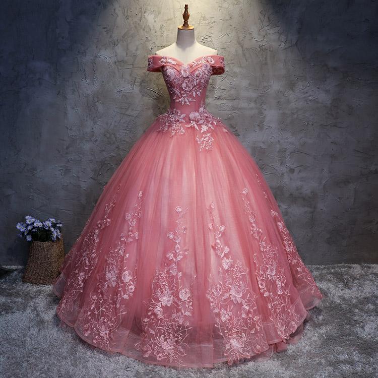 #7151 OFF SHOULDER EMBROIDERY SWING PROM DRESS