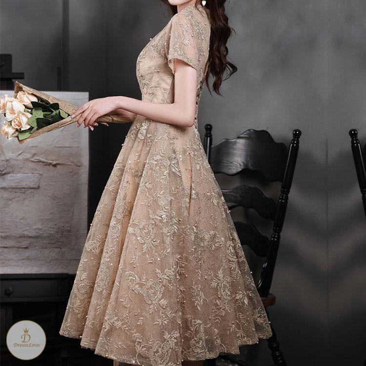 #7294 EMBROIDERY EVENING DRESS